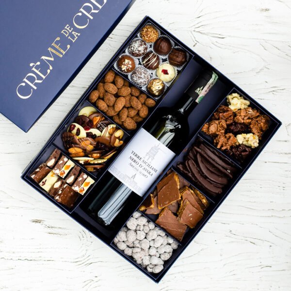 Caja de chocolates 8 divisiones + Vino